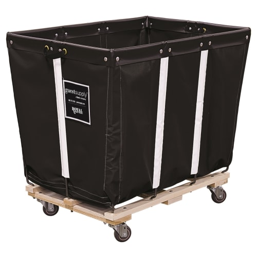 Royal Basket 6 Bushel Vinyl Basket Truck Wood Base, Caster Pattern A, Black